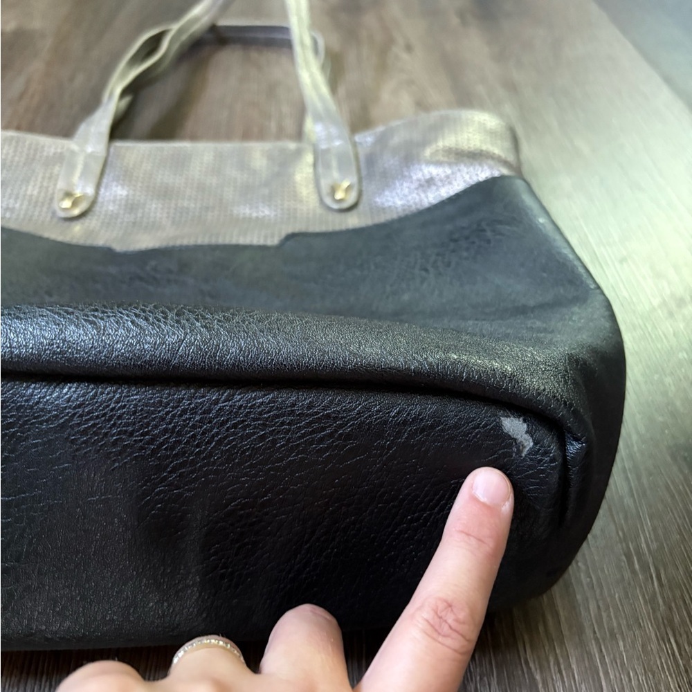 Madison West Boutique Leather Bag – Black & Metallic Gray - Picture 6 of 6